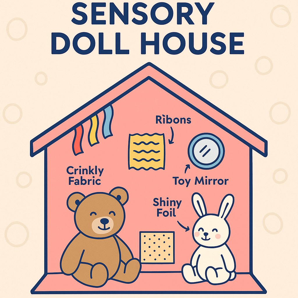 How to build a Sensory doll house-in which with Baby safe materials, baby safe mirrors, and baby safe play zones with textured materials