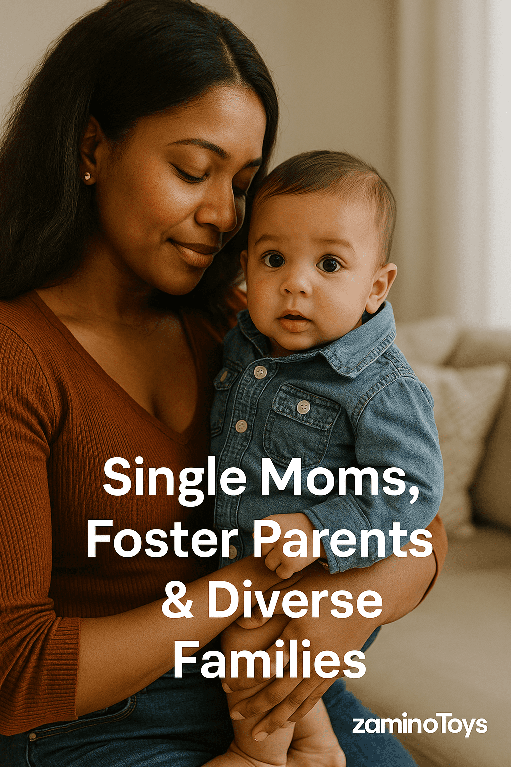 Diverse parents – single mom bonding with child, symbolizing strength and care.