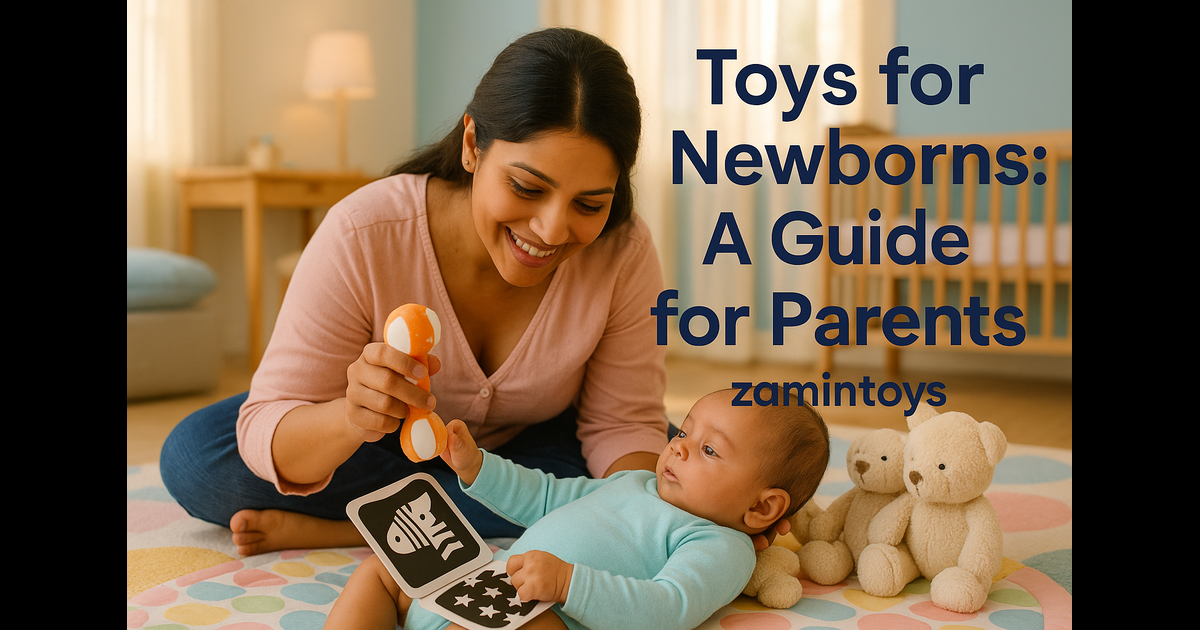 Mother engaging her infant with sensory toys for infants on a colorful playmat