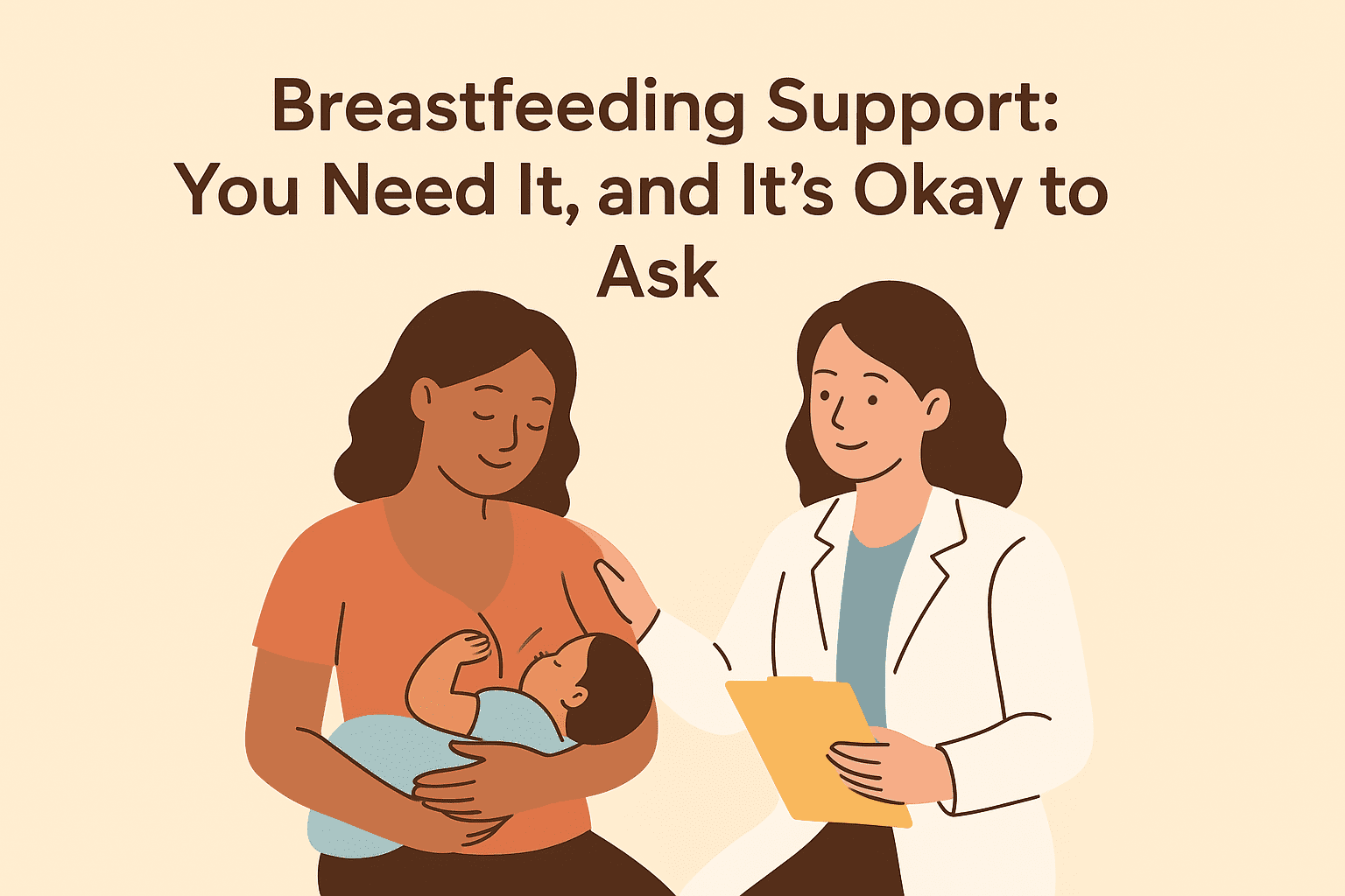 New mother receiving breastfeeding support from a lactation consultant at home.