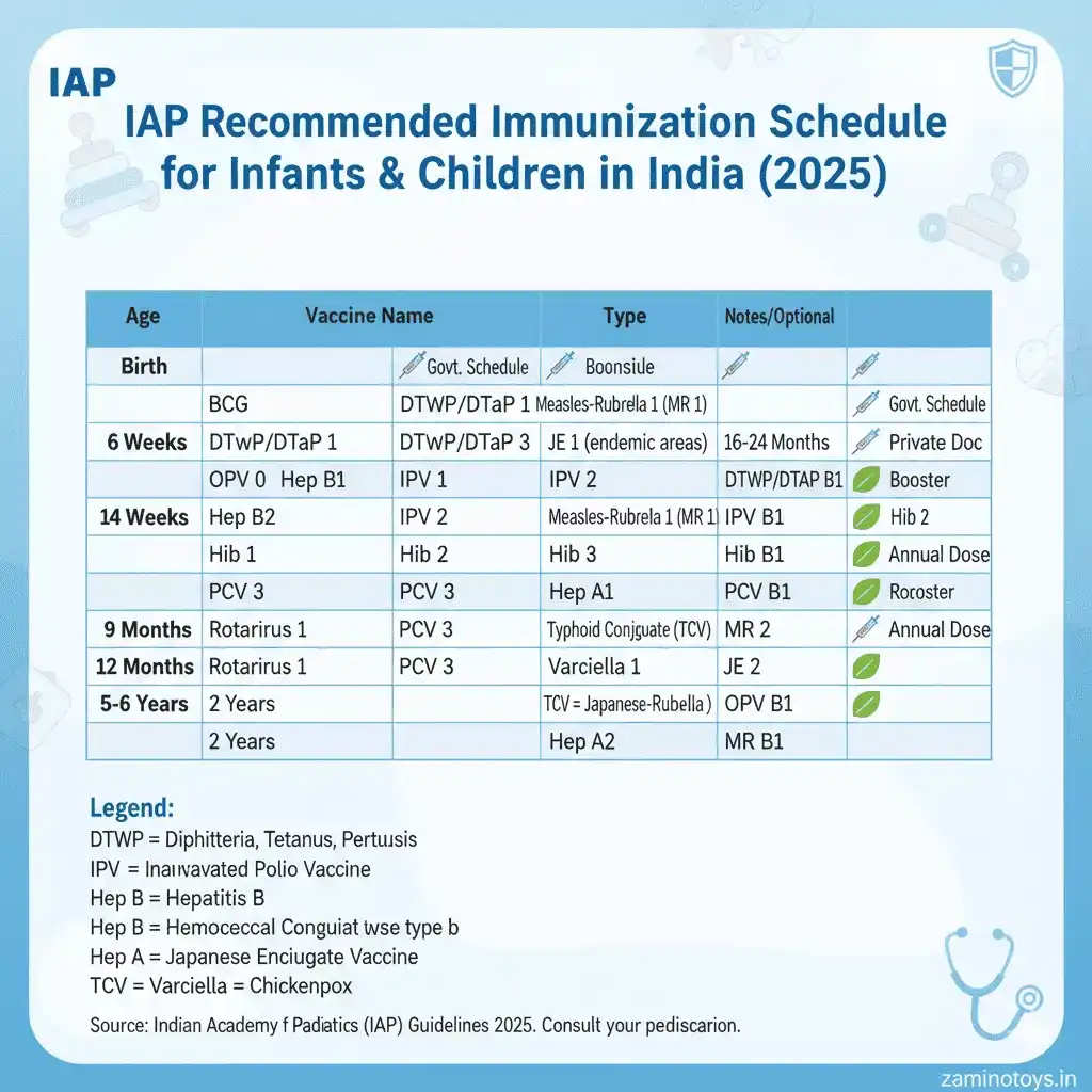Father of Indian pediatrics inspired IAP immunization schedule 2025 chart for infants and children in India by K. C. Chaudhuri