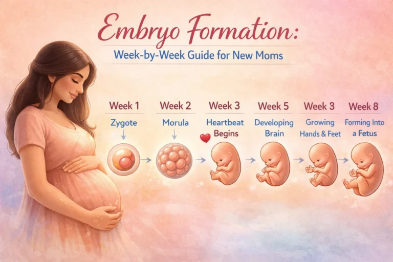 embryo formation stages week by week showing zygote morula fetal heart development and early pregnancy growth