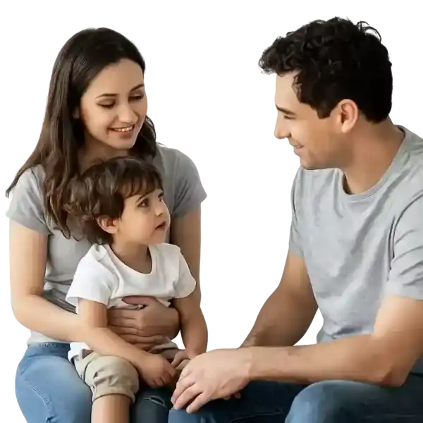 Parents helping their child manage emotions with positive parenting tips