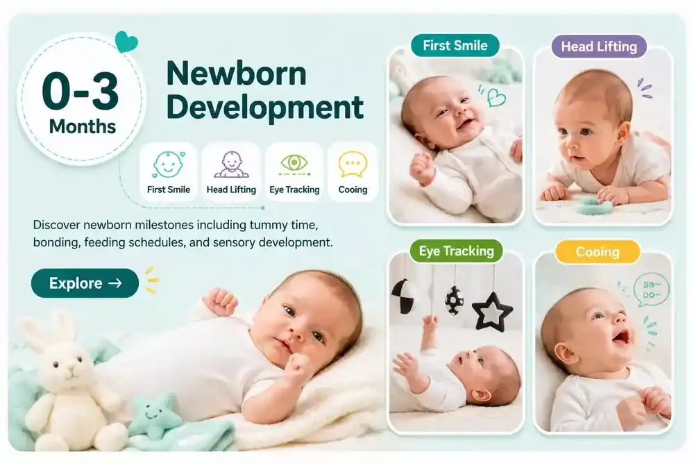 Baby reaching an early milestone that supports healthy child development
