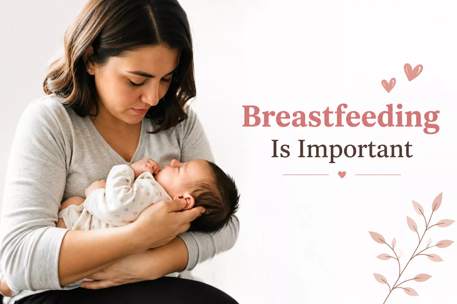 Mother breastfeeding her newborn in a comfortable position, showing why Breastfeeding Is Important for healthy infant growth.