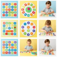 Educational games with alphabet and number matching boards that help children learn letters, numbers, and early thinking skills.