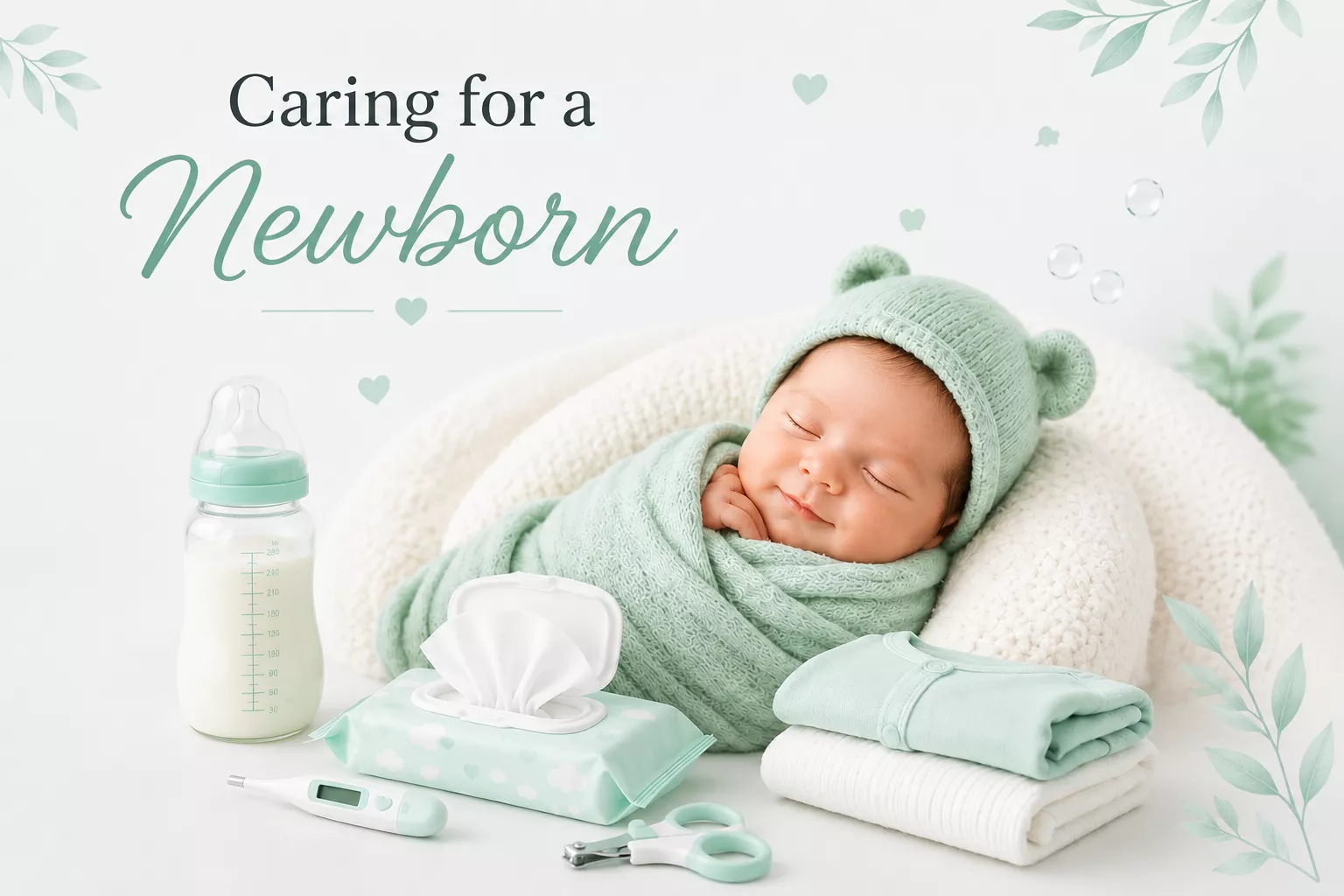 Family comforting a crying newborn as part of caring for a newborn with gentle care.