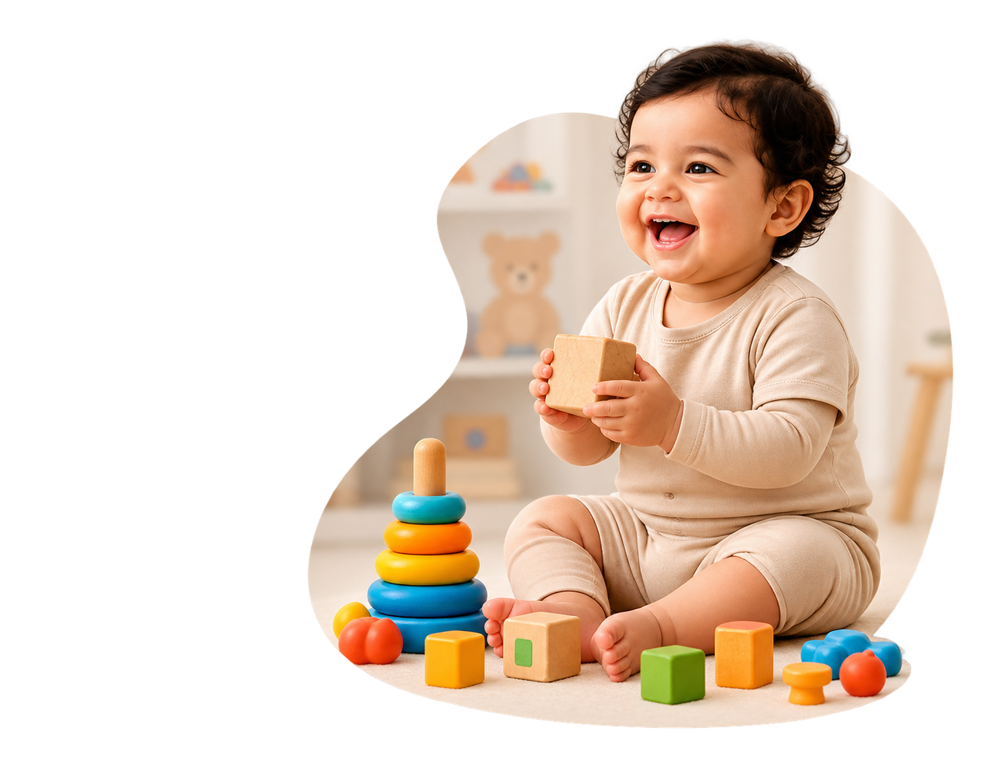 Baby learning and playing with toys