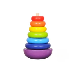 Child playing with a ring stacking toy