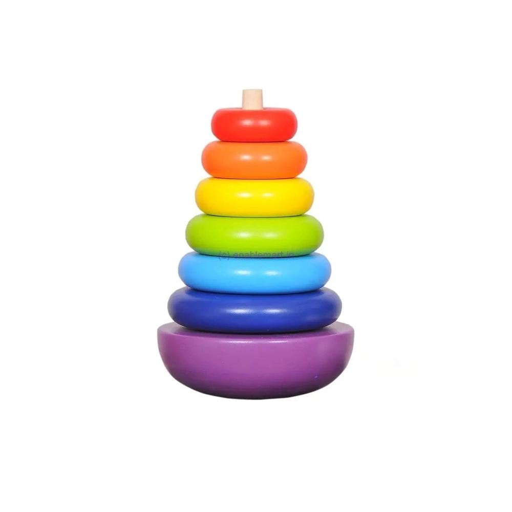 Child playing with a ring stacking toy